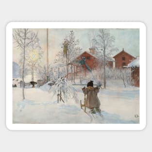 The Yard and Washhouse. From A Home by Carl Larsson Sticker